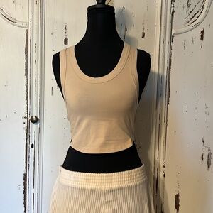 WeWoreWhat Tan Fitted Crop Tank Top